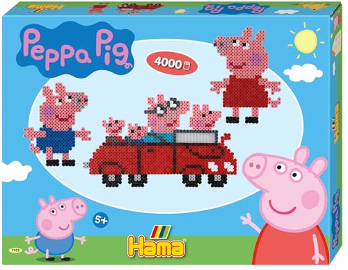 Hama Perlen 7952 Geschenk-Set Peppa Wutz mit ca. 4.000 bunten Midi Bügelperlen mit Durchmesser 5 mm, Motivvorlage und 2 Stiftplatten, inkl. Bügelpapier, kreativer Bastelspaß für Groß und Klein von HAMA