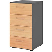 HAMMERBACHER 924S4 Schubladenschrank buche, grafit 4 Schubladen 40,0 x 42,0 x 74,8 cm von HAMMERBACHER