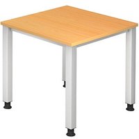 HAMMERBACHER Akandia höhenverstellbarer Schreibtisch buche quadratisch, 4-Fuß-Gestell silber 80,0 x 80,0 cm von HAMMERBACHER