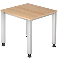 HAMMERBACHER Akandia höhenverstellbarer Schreibtisch eiche quadratisch, 4-Fuß-Gestell silber 80,0 x 80,0 cm von HAMMERBACHER