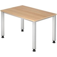 HAMMERBACHER Akandia höhenverstellbarer Schreibtisch eiche rechteckig, 4-Fuß-Gestell silber 120,0 x 80,0 cm von HAMMERBACHER