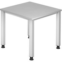 HAMMERBACHER Akandia höhenverstellbarer Schreibtisch lichtgrau quadratisch, 4-Fuß-Gestell silber 80,0 x 80,0 cm von HAMMERBACHER