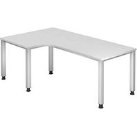 HAMMERBACHER Akandia höhenverstellbarer Schreibtisch weiß L-Form, 5-Fuß-Gestell silber 200,0 x 80,0/120,0 cm von HAMMERBACHER