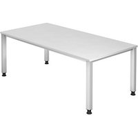 HAMMERBACHER Akandia höhenverstellbarer Schreibtisch weiß rechteckig, 4-Fuß-Gestell silber 200,0 x 100,0 cm von HAMMERBACHER