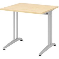 HAMMERBACHER Altus Schreibtisch ahorn quadratisch, C-Fuß-Gestell silber 80,0 x 80,0 cm von HAMMERBACHER