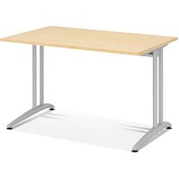 HAMMERBACHER Altus Schreibtisch ahorn rechteckig, C-Fuß-Gestell silber 120,0 x 80,0 cm von HAMMERBACHER