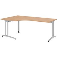 HAMMERBACHER Altus Schreibtisch eiche L-Form, C-Fuß-Gestell silber 200,0 x 80,0/120,0 cm von HAMMERBACHER