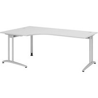 HAMMERBACHER Altus Schreibtisch lichtgrau L-Form, C-Fuß-Gestell silber 200,0 x 80,0/120,0 cm von HAMMERBACHER