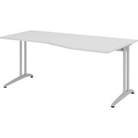 HAMMERBACHER Altus Schreibtisch lichtgrau Trapezform, C-Fuß-Gestell silber 180,0 x 80,0/100,0 cm von HAMMERBACHER