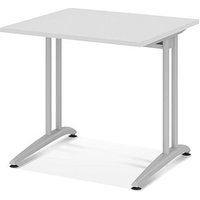 HAMMERBACHER Altus Schreibtisch lichtgrau quadratisch, C-Fuß-Gestell silber 80,0 x 80,0 cm von HAMMERBACHER