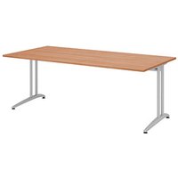 HAMMERBACHER Altus Schreibtisch nussbaum rechteckig, C-Fuß-Gestell silber 200,0 x 100,0 cm von HAMMERBACHER