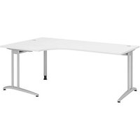 HAMMERBACHER Altus Schreibtisch weiß L-Form, C-Fuß-Gestell silber 200,0 x 80,0/120,0 cm von HAMMERBACHER