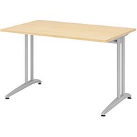 HAMMERBACHER BS12 Schreibtisch ahorn rechteckig, C-Fuß-Gestell silber 120,0 x 80,0 cm von HAMMERBACHER