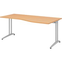 HAMMERBACHER BS18 Schreibtisch buche Trapezform, C-Fuß-Gestell silber 180,0 x 80,0/100,0 cm von HAMMERBACHER