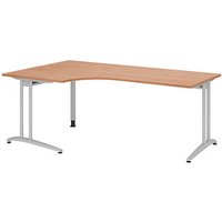 HAMMERBACHER BS82 Schreibtisch nussbaum L-Form, C-Fuß-Gestell silber 200,0 x 80,0/120,0 cm von HAMMERBACHER