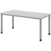 HAMMERBACHER HS16 höhenverstellbarer Schreibtisch lichtgrau rechteckig, 4-Fuß-Gestell silber 160,0 x 80,0 cm von HAMMERBACHER