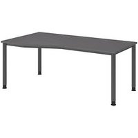 HAMMERBACHER HS18 höhenverstellbarer Schreibtisch grafit Trapezform, 4-Fuß-Gestell grau 180,0 x 80,0/100,0 cm von HAMMERBACHER