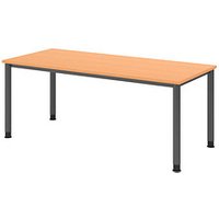 HAMMERBACHER HS19 höhenverstellbarer Schreibtisch buche rechteckig, 4-Fuß-Gestell grau 180,0 x 80,0 cm von HAMMERBACHER