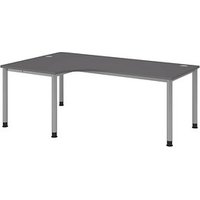 HAMMERBACHER HS82 höhenverstellbarer Schreibtisch grafit L-Form, 5-Fuß-Gestell silber 200,0 x 80,0/120,0 cm von HAMMERBACHER