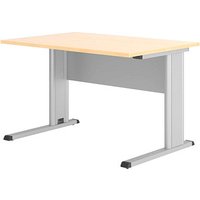 HAMMERBACHER Inader Schreibtisch ahorn rechteckig, C-Fuß-Gestell silber 120,0 x 80,0 cm von HAMMERBACHER