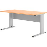 HAMMERBACHER Inader Schreibtisch buche rechteckig, C-Fuß-Gestell silber 160,0 x 80,0 cm von HAMMERBACHER