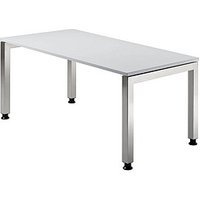 HAMMERBACHER JS16 höhenverstellbarer Schreibtisch lichtgrau rechteckig, 4-Fuß-Gestell silber 160,0 x 80,0 cm von HAMMERBACHER