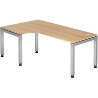 HAMMERBACHER JS82 höhenverstellbarer Schreibtisch eiche L-Form, 5-Fuß-Gestell eiche 200,0 x 120,0 cm von HAMMERBACHER