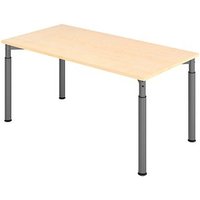 HAMMERBACHER Mirakel höhenverstellbarer Schreibtisch ahorn rechteckig, 4-Fuß-Gestell grau 160,0 x 80,0 cm von HAMMERBACHER