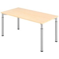 HAMMERBACHER Mirakel höhenverstellbarer Schreibtisch ahorn rechteckig, 4-Fuß-Gestell silber 160,0 x 80,0 cm von HAMMERBACHER