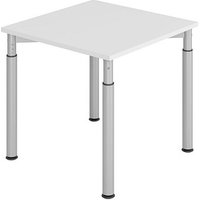 HAMMERBACHER Mirakel höhenverstellbarer Schreibtisch lichtgrau quadratisch, 4-Fuß-Gestell silber 80,0 x 80,0 cm von HAMMERBACHER