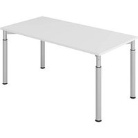 HAMMERBACHER Mirakel höhenverstellbarer Schreibtisch lichtgrau rechteckig, 4-Fuß-Gestell silber 160,0 x 80,0 cm von HAMMERBACHER