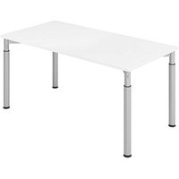 HAMMERBACHER Mirakel höhenverstellbarer Schreibtisch weiß rechteckig, 4-Fuß-Gestell silber 160,0 x 80,0 cm von HAMMERBACHER