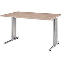 HAMMERBACHER NS12 Schreibtisch nussbaum rechteckig, C-Fuß-Gestell silber 120,0 x 80,0 cm von HAMMERBACHER