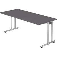 HAMMERBACHER NS19 Schreibtisch grafit rechteckig, C-Fuß-Gestell silber 180,0 x 80,0 cm von HAMMERBACHER