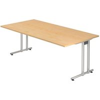 HAMMERBACHER NS2E Schreibtisch ahorn rechteckig, C-Fuß-Gestell silber 200,0 x 100,0 cm von HAMMERBACHER