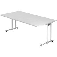 HAMMERBACHER NS2E Schreibtisch weiß rechteckig, C-Fuß-Gestell silber 200,0 x 100,0 cm von HAMMERBACHER