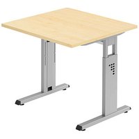 HAMMERBACHER OS 08 höhenverstellbarer Schreibtisch ahorn quadratisch, C-Fuß-Gestell silber 80,0 x 80,0 cm von HAMMERBACHER