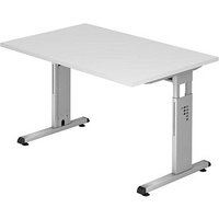 HAMMERBACHER OS 12 höhenverstellbarer Schreibtisch weiß rechteckig, C-Fuß-Gestell silber 120,0 x 80,0 cm von HAMMERBACHER
