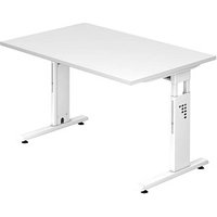 HAMMERBACHER OS 12 höhenverstellbarer Schreibtisch weiß rechteckig, C-Fuß-Gestell weiß 120,0 x 80,0 cm von HAMMERBACHER