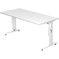 HAMMERBACHER OS 16 Gradeo höhenverstellbarer Schreibtisch weiß rechteckig, C-Fuß-Gestell weiß 160,0 x 80,0 cm von HAMMERBACHER