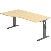 HAMMERBACHER OS 18 höhenverstellbarer Schreibtisch ahorn Trapezform, C-Fuß-Gestell grau 180,0 x 80,0/100,0 cm von HAMMERBACHER