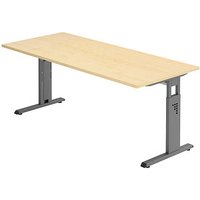 HAMMERBACHER OS 19 höhenverstellbarer Schreibtisch ahorn rechteckig, C-Fuß-Gestell grau 180,0 x 80,0 cm von HAMMERBACHER