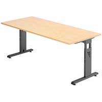 HAMMERBACHER OS 19 höhenverstellbarer Schreibtisch ahorn rechteckig, C-Fuß-Gestell grau 180,0 x 80,0 cm von HAMMERBACHER