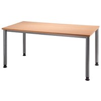 HAMMERBACHER Orbis höhenverstellbarer Schreibtisch buche rechteckig, 4-Fuß-Gestell silber 160,0 x 80,0 cm von HAMMERBACHER