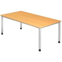 HAMMERBACHER Orbis höhenverstellbarer Schreibtisch buche rechteckig, 4-Fuß-Gestell silber 200,0 x 100,0 cm von HAMMERBACHER