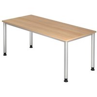 HAMMERBACHER Orbis höhenverstellbarer Schreibtisch eiche rechteckig, 4-Fuß-Gestell silber 180,0 x 80,0 cm von HAMMERBACHER