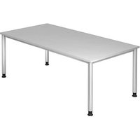 HAMMERBACHER Orbis höhenverstellbarer Schreibtisch lichtgrau rechteckig, 4-Fuß-Gestell silber 200,0 x 100,0 cm von HAMMERBACHER