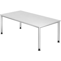 HAMMERBACHER Orbis höhenverstellbarer Schreibtisch weiß rechteckig, 4-Fuß-Gestell silber 200,0 x 100,0 cm von HAMMERBACHER