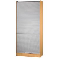 HAMMERBACHER Prokura Rollladenschrank buche, silber 4 Fachböden 90,0 x 40,0 x 200,4 cm von HAMMERBACHER