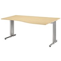 HAMMERBACHER Prokura Schreibtisch ahorn Trapezform, C-Fuß-Gestell silber 180,0 x 80,0/100,0 cm von HAMMERBACHER